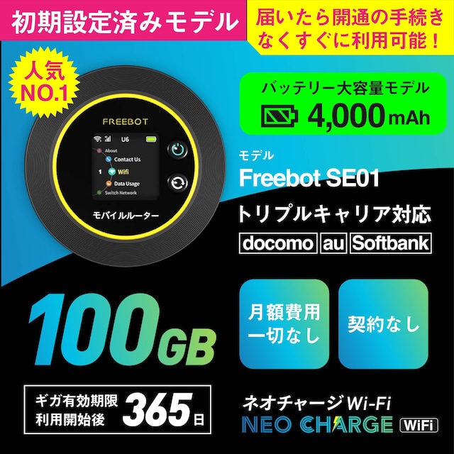 ネオチャージWi-Fi 100GB初期設定済みモデル