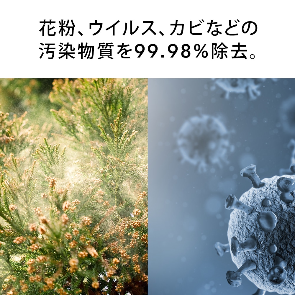 Klaara_1花粉、ウイルス、カビなどの汚染物質を99.98%除去