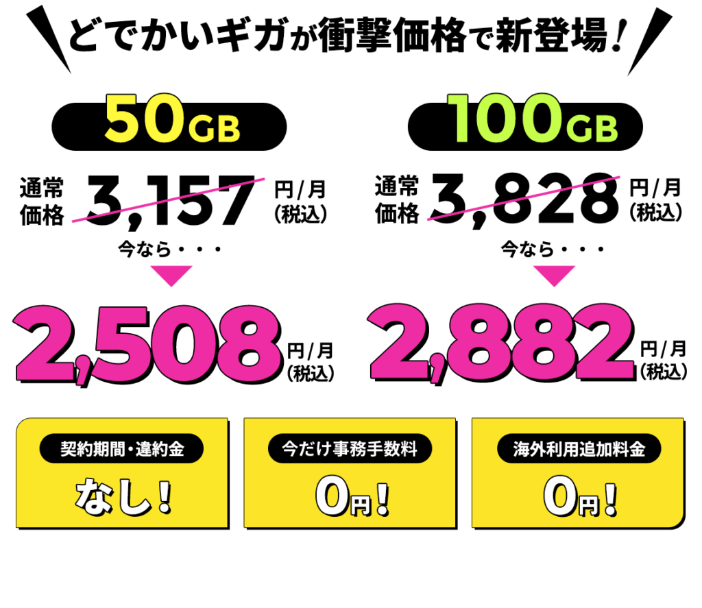 どでかいギガが衝撃価格で新登場！