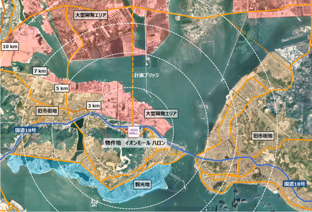 ベトナムのハロン市におけるイオンモールの地図