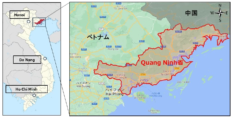 ベトナムのハロン市におけるイオンモールの地図