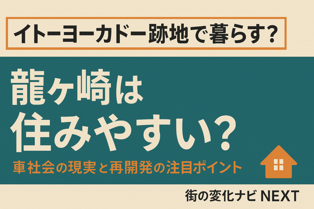 【イトーヨーカドー跡地で暮らす？】龍ヶ崎は住みやすい？車社会の現実と再開発の注目ポイント