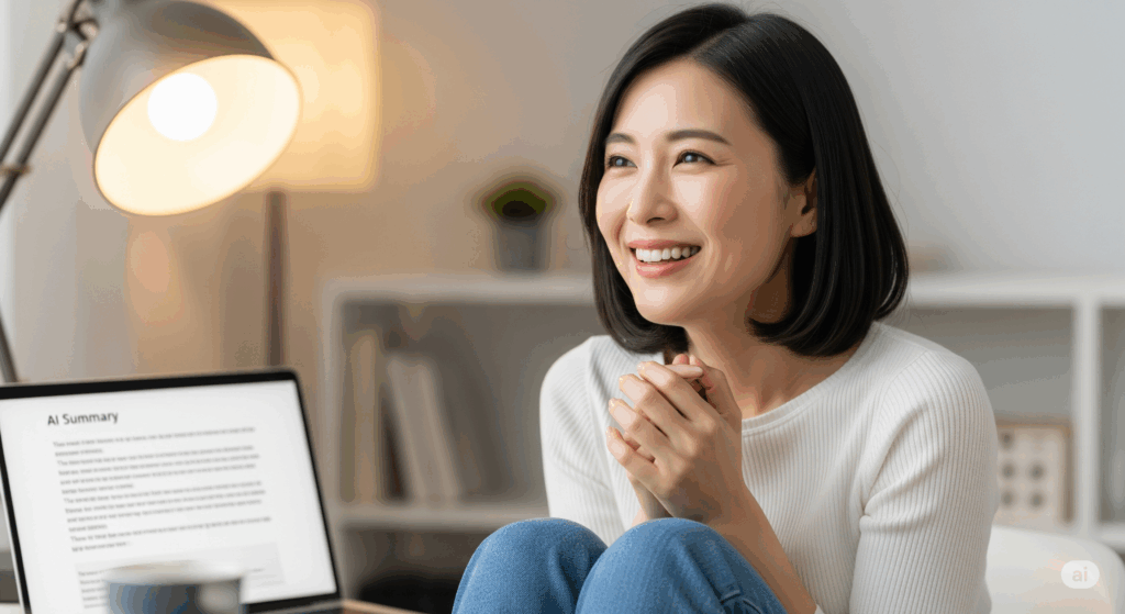 AIによる概要が表示され、解決できた日本人女性の画像