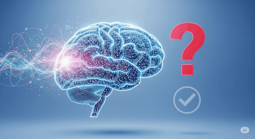 AIによる概要は本当に正しいのか？を、イメージした画像
