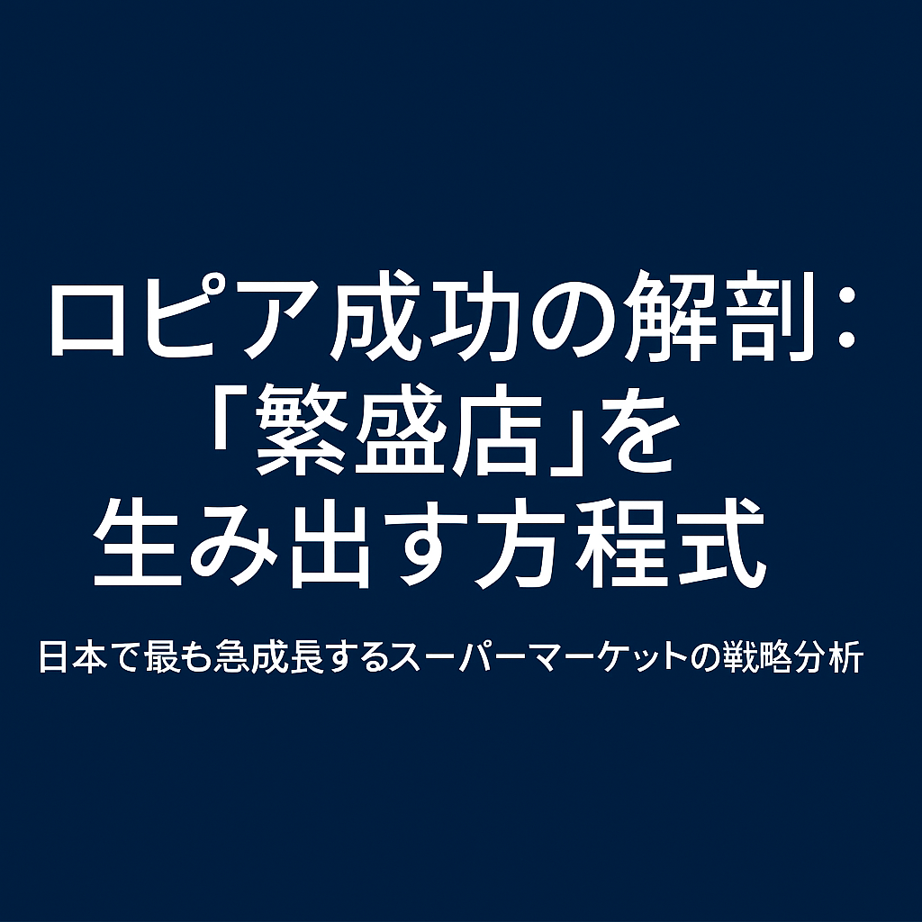 スライド 1: タイトル タイトル: ロピア成功の解剖:「繁盛店」を生み出す方程式 サブタイトル: 日本で最も急成長するスーパーマーケットの戦略分析