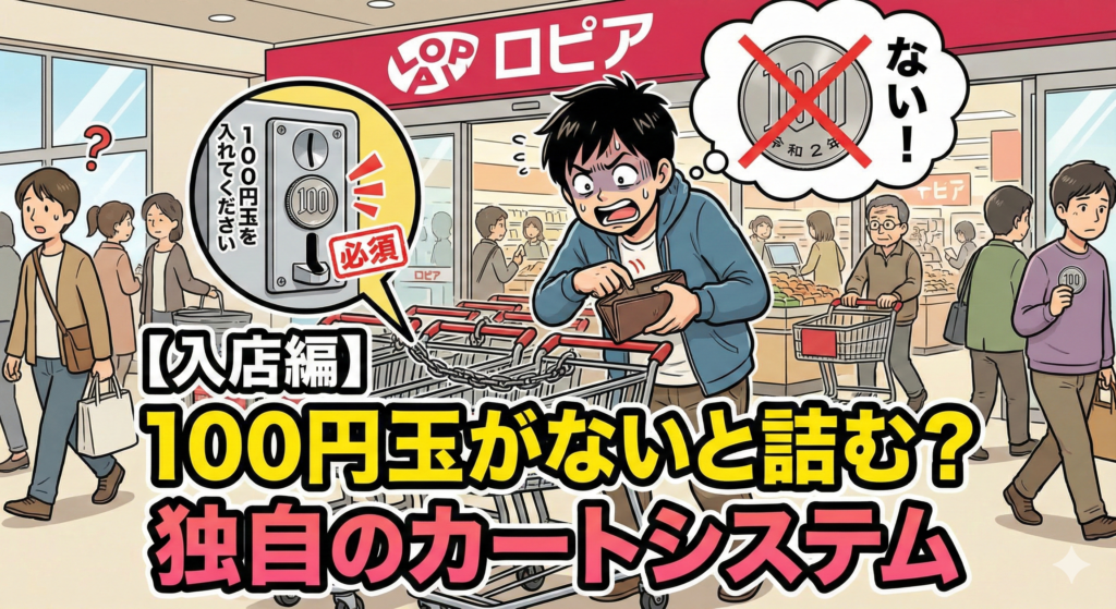 【入店編】100円玉がないと詰む？独自のカートシステムをイメージした画像