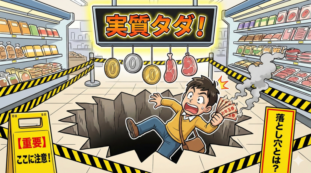 【重要】ここに注意！「実質タダ」の落とし穴とは？をイメージした画像