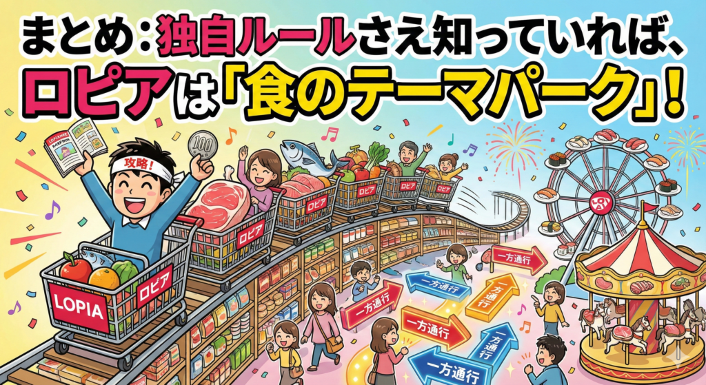 まとめ 独自ルールさえ知っていれば、ロピアは「食のテーマパーク」！をイメージした画像
