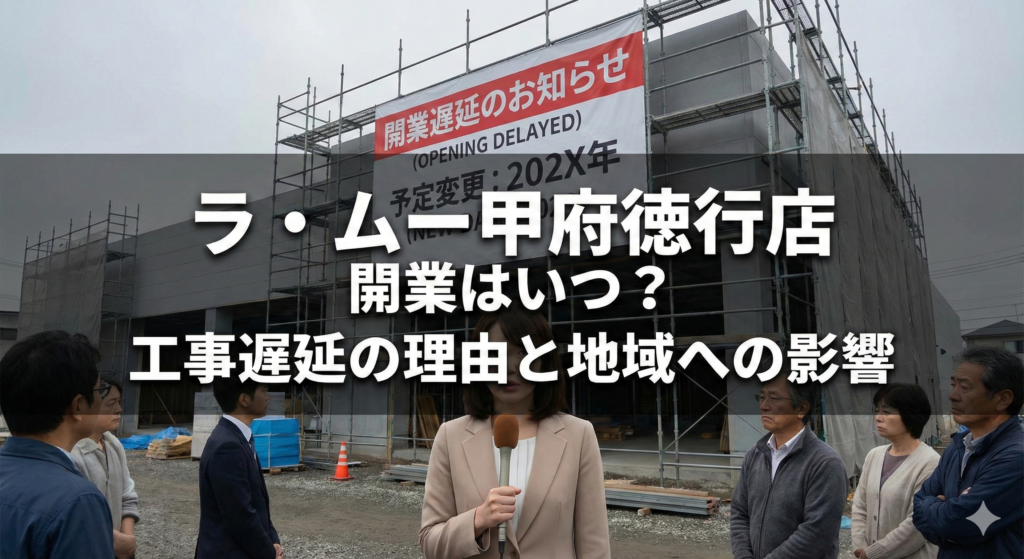 ラ・ムー甲府徳行店 開業はいつ？工事遅延の理由と地域への影響をイメージした画像