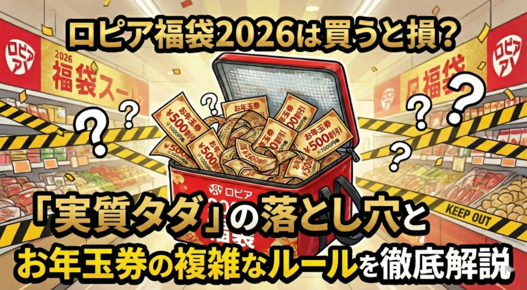 ロピア福袋2026は買うと損？「実質タダ」の落とし穴とお年玉券の複雑なルールを徹底解説をイメージした画像