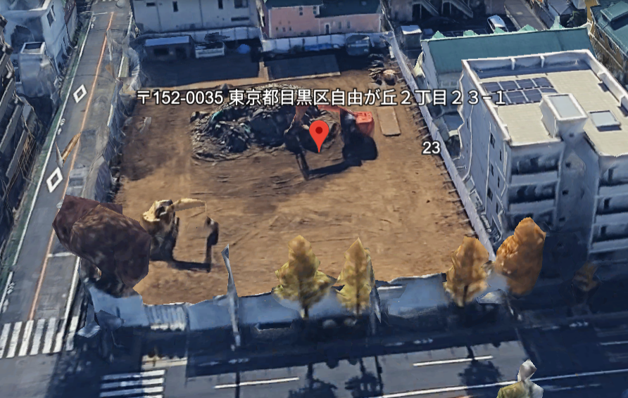 ザ・ガーデン自由が丘があった場所は、現在更地に。