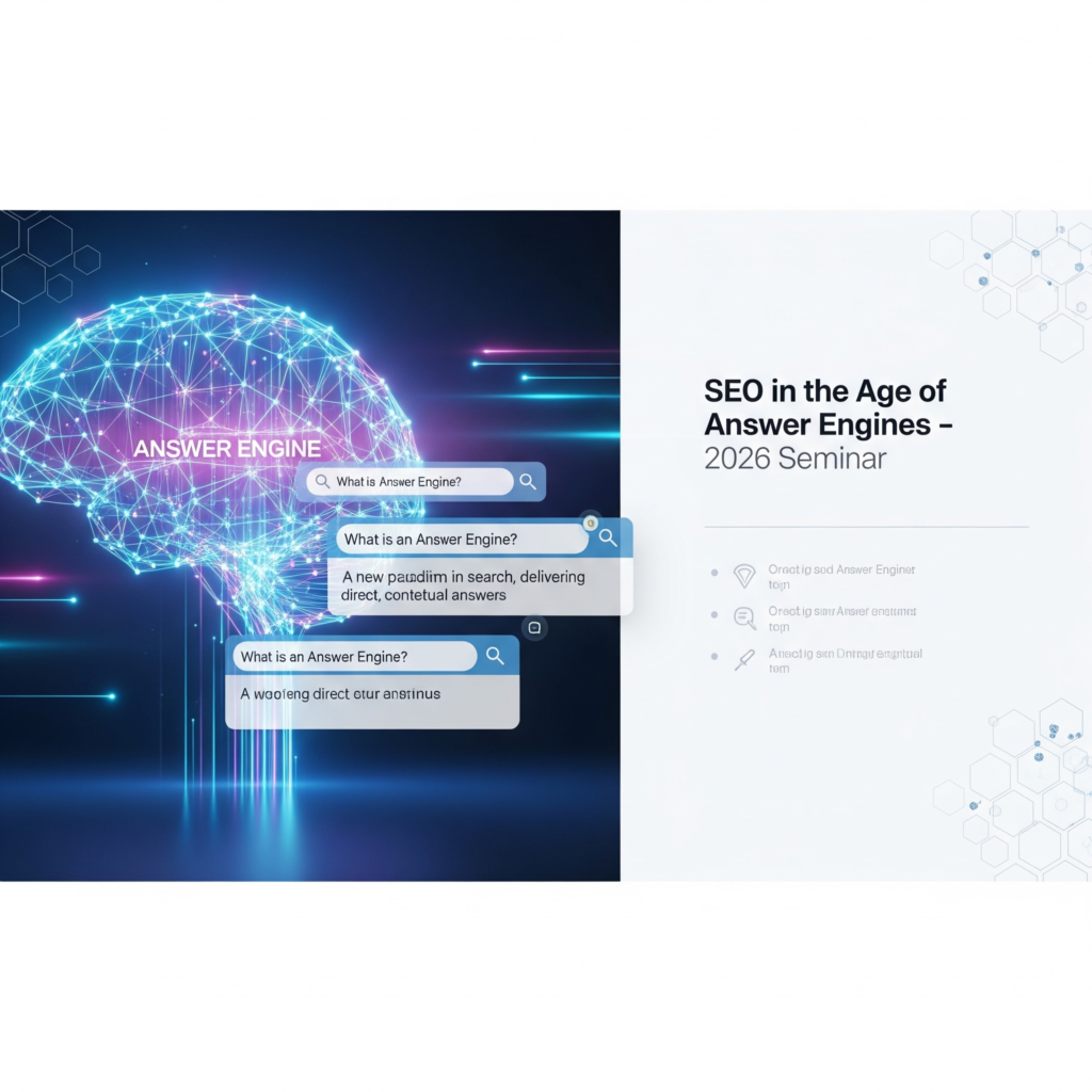 2026年の検索エコシステム：ゼロクリック検索とAEOの台頭を示したスライド画像。