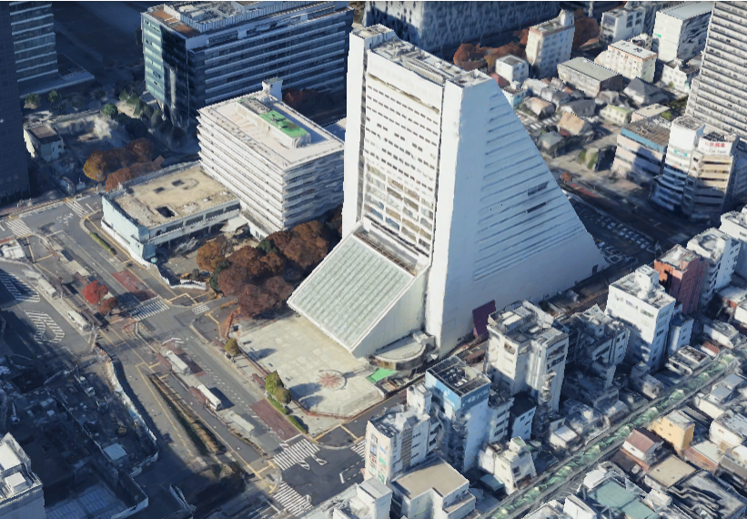 上空から見た中野サンプラザの外観。「2034年度」に新たな複合施設へ